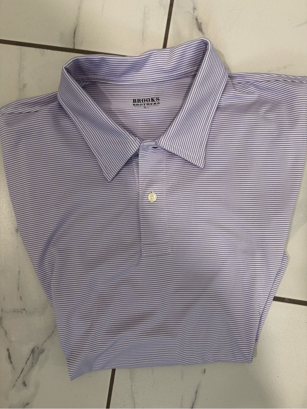 Brooks Brothers Lavender & White Striped Men’s Polo